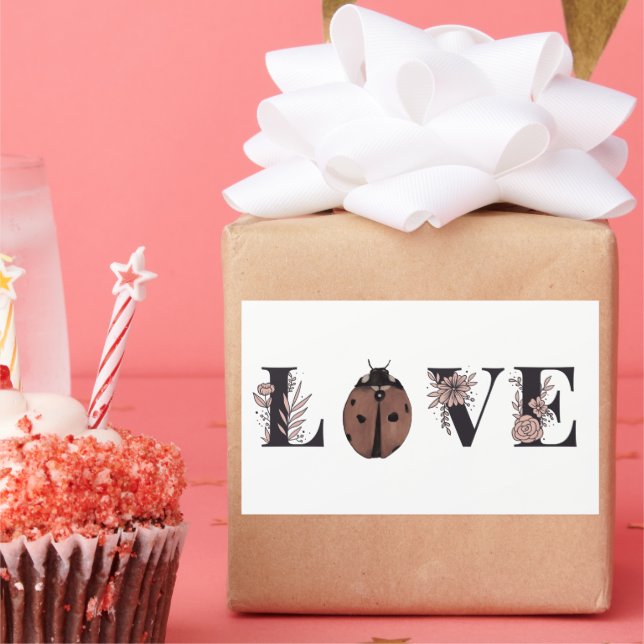 Pegatina Rectangular Tipo de letra Flauder Love ladybug (Fiesta)
