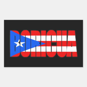 Pegatina Rectangular Tipografía de la bandera puertorriqueña Boricua