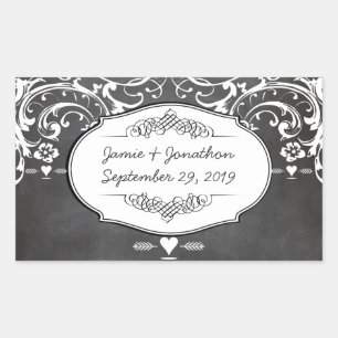 Pegatina Rectangular Tipografía de Pizarra Bodas