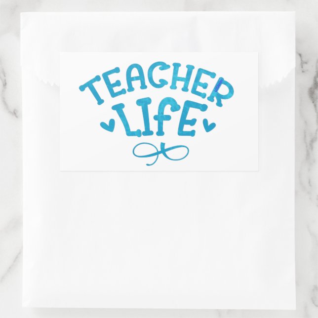 Pegatina Rectangular Tipografía de TEACHER LIFE (Bolso)