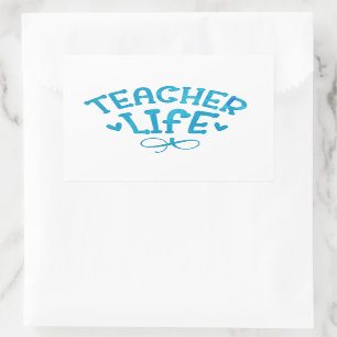 Pegatina Rectangular Tipografía de TEACHER LIFE
