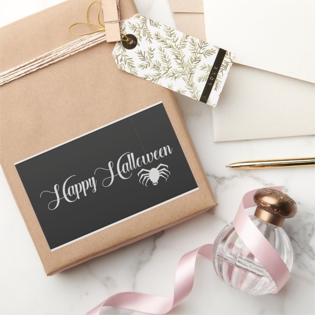 Pegatina Rectangular Tipografía feliz de Halloween (Regalar)