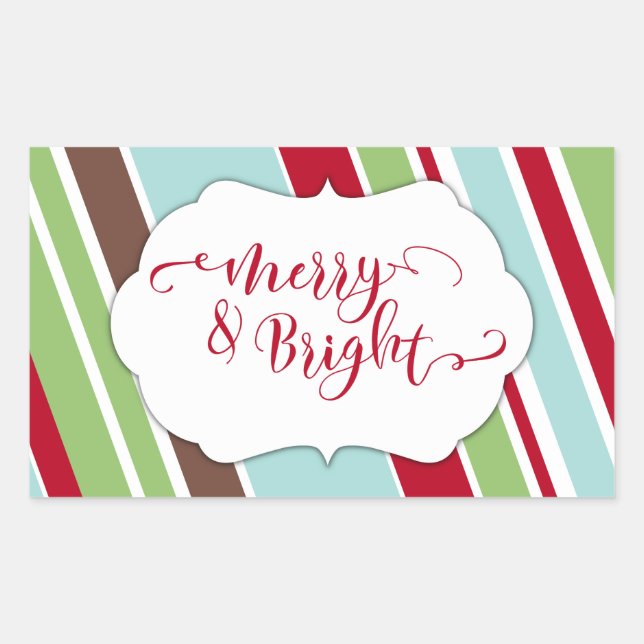 Pegatina Rectangular Tipografía feliz y brillante roja con las rayas (Anverso)