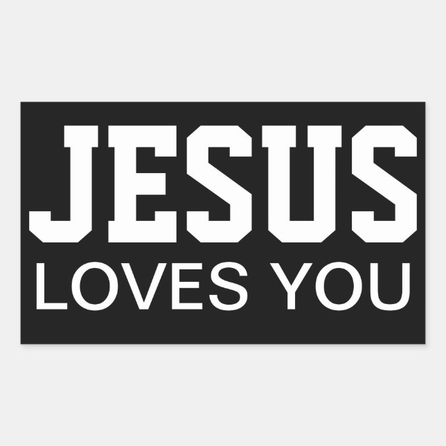 Pegatina Rectangular Tipografía Motivacional Jesús Te Ama (Anverso)