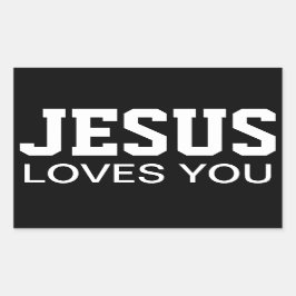 Pegatina Rectangular Tipografía Motivacional Jesús Te Ama