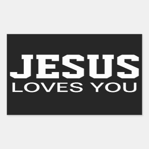 Pegatina Rectangular Tipografía Motivacional Jesús Te Ama