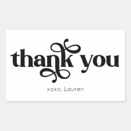 Pegatina Rectangular Tipografía Personalizada Gracias