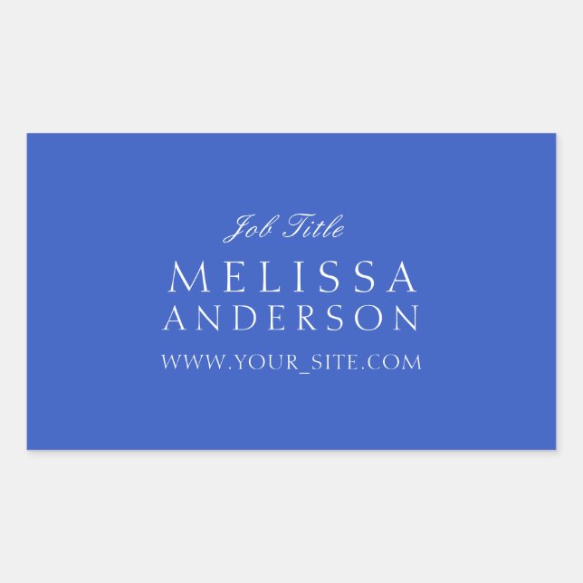 Pegatina Rectangular Tipografía profesional Azul ceruleano (Anverso)