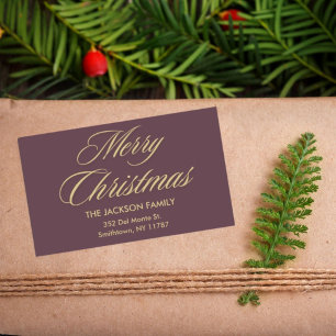 Pegatina Rectangular Tipografía única de oro Feliz Navidad