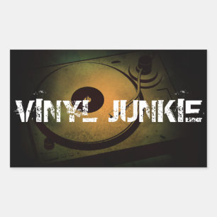 Pegatina Rectangular Toca discos retro antiguo Vinyl Junkie