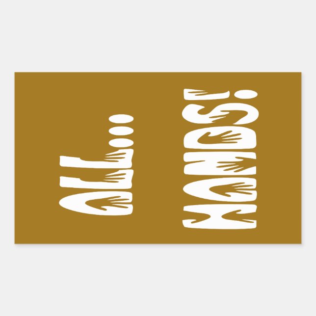 Pegatina Rectangular Todas las manos. (Anverso)