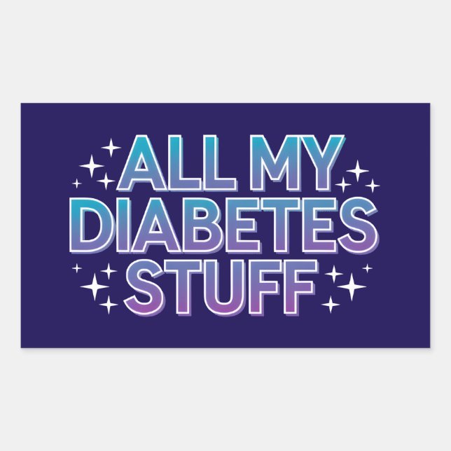 Pegatina Rectangular Todas mis cosas de diabetes (Anverso)