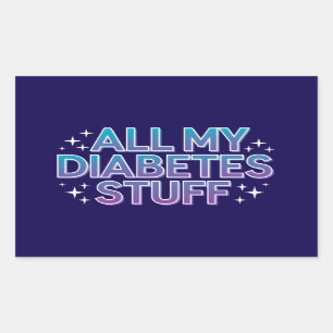 Pegatina Rectangular Todas mis cosas de diabetes