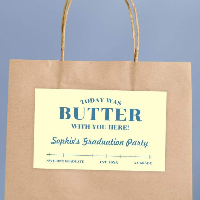 Pegatina Rectangular Today Was Butter With You Yellow & Blue Graduation (Today Was Butter With You Yellow & Blue Graduation Rectangular Sticker)