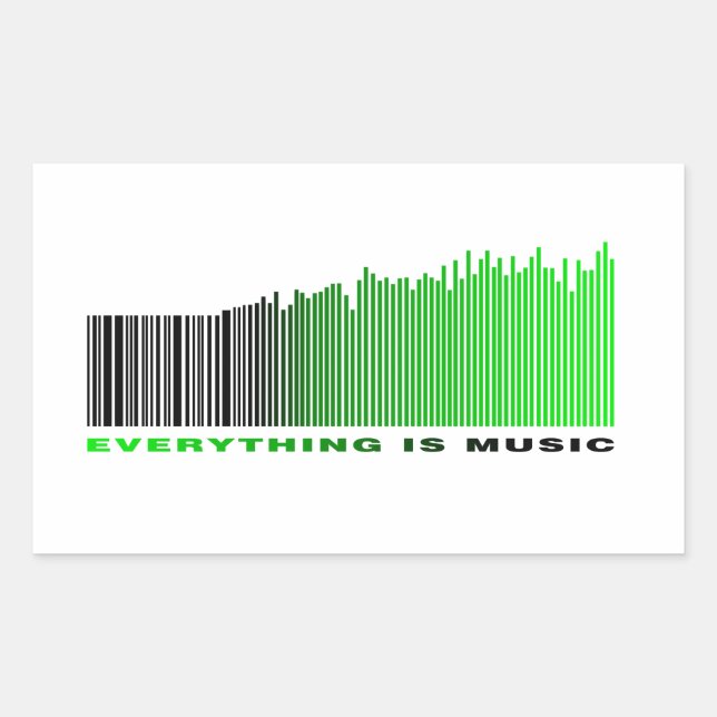 Pegatina Rectangular Todo es música Green Text Barcode Song Player (Anverso)