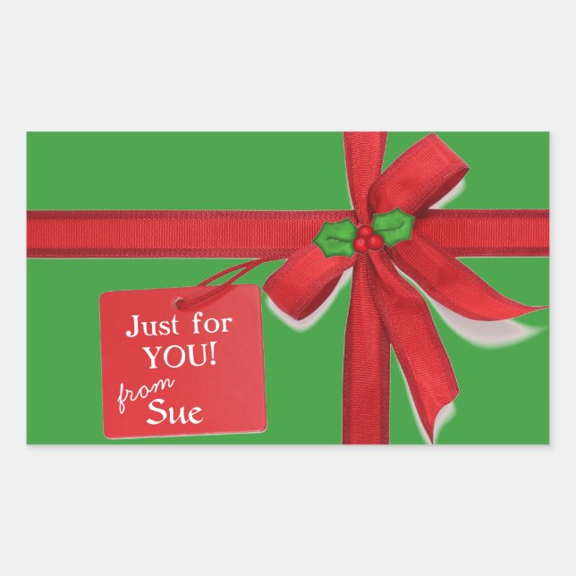 Pegatina Rectangular Todos los Navidades Personalizados envueltos dan P (Anverso)