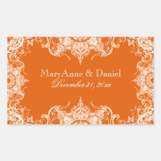 Pegatina Rectangular Toile Damask Swirl Matanza Pegatina-T angerina