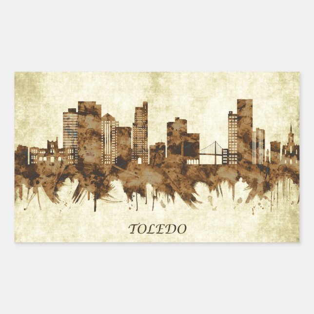 Pegatina Rectangular Toledo Ohio City (Anverso)