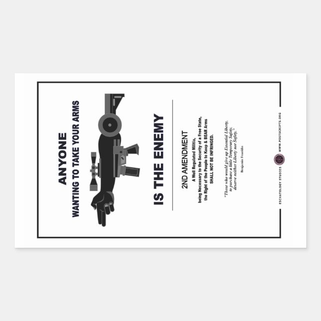 Pegatina Rectangular Tomando las armas - 2ª enmienda (Anverso)