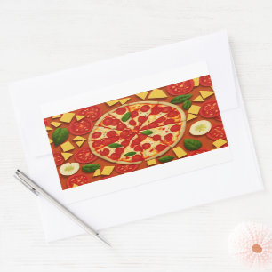 Pegatina Rectangular Tomate de alimentos frescos abstractos de queso te