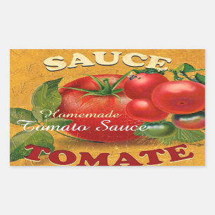 PEGATINA RECTANGULAR TOMATES COCINA PRESERVADA, CANNINGS, SALSA DE TOMA