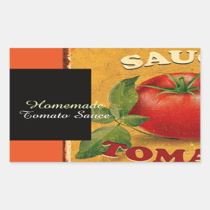 PEGATINA RECTANGULAR TOMATES COCINA PRESERVADA, CANNINGS, SALSA DE TOMA