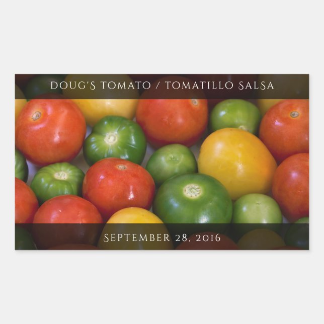 Pegatina Rectangular Tomates rojos y tomatillos verdes (Anverso)