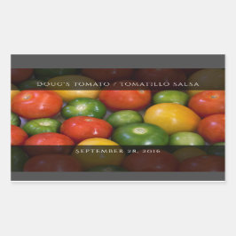 Pegatina Rectangular Tomates rojos y tomatillos verdes