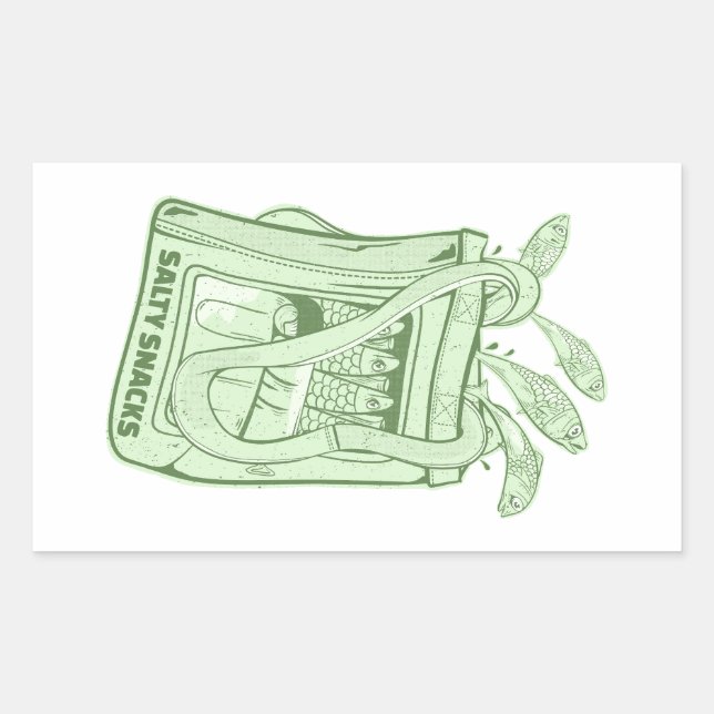 Pegatina Rectangular Tonelada de tentempié salado de sardinas (Anverso)