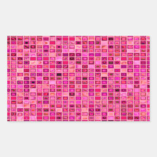 Pegatina Rectangular Tonos De Mosaico Oscuro Rosa