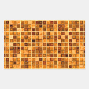 Pegatina Rectangular Tonos De Rust Naranja Patrón De Mosaico 'Aguas'