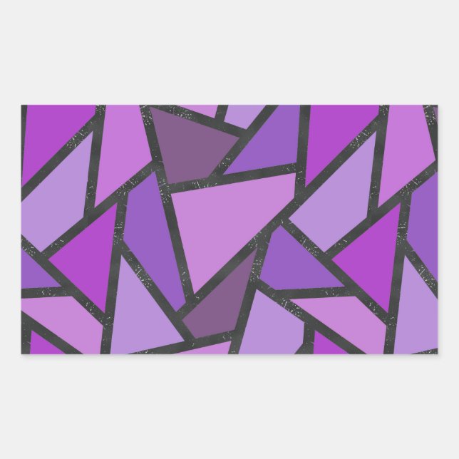 Pegatina Rectangular Tonos de vidrio manchado de color púrpura (Anverso)