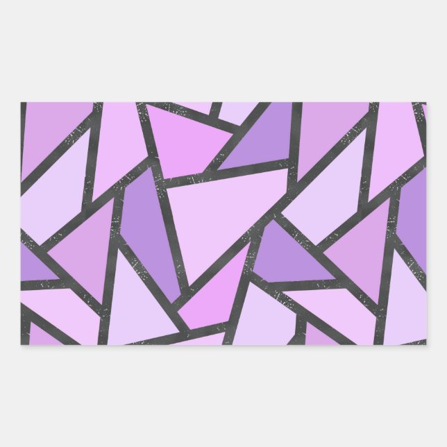 Pegatina Rectangular Tonos de vidrio manchado de lilas (Anverso)