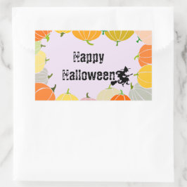 Pegatina Rectangular Tonto Naranja de la bruja voladora