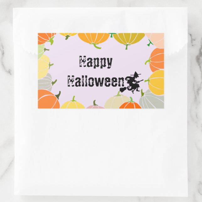 Pegatina Rectangular Tonto Naranja de la bruja voladora (Bolso)