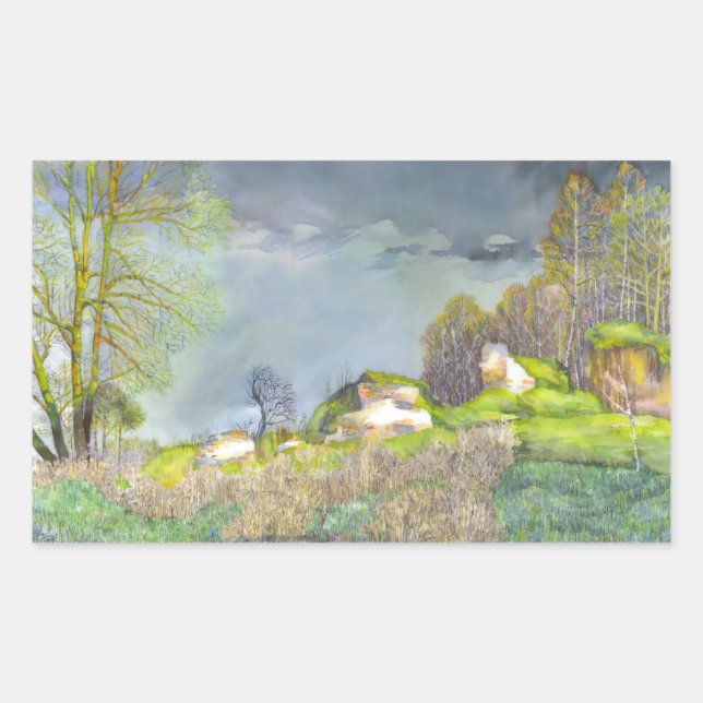 Pegatina Rectangular Tormenta eléctrica de primavera (Anverso)