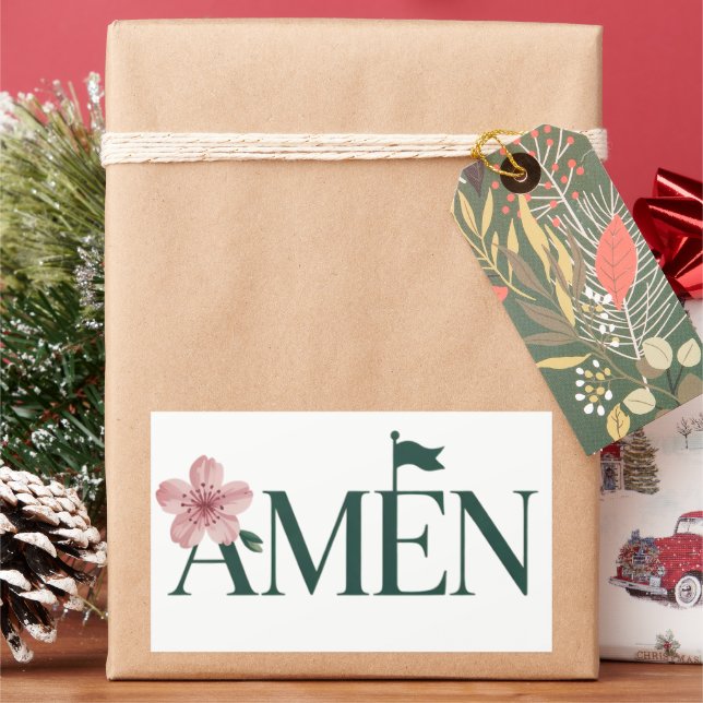 Pegatina Rectangular Torneo de Golf Amen Pink Fiesta de Cumpleaños Chic (Vacaciones)