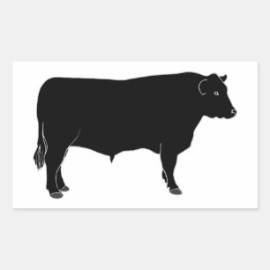 Pegatina Rectangular Toro de angus negro
