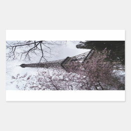 Pegatina Rectangular Torre Eiffel con flor