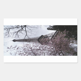 Pegatina Rectangular Torre Eiffel con flor