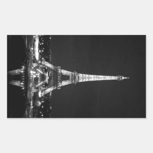 Pegatina Rectangular Torre Eiffel de noche - Rectángulo B/W