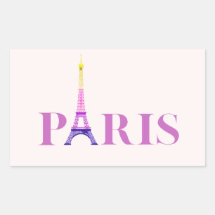 Pegatina Rectangular Torre Eiffel-París-Vibrante y Colorido-