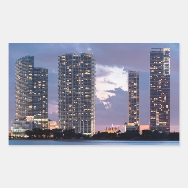 Pegatina Rectangular Torres de condominio frente al mar en Miami (Anverso)