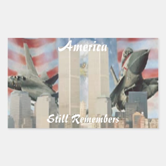 Pegatina Rectangular Torres gemelas 9/11 Pegatinas de recuerdo (Anverso)