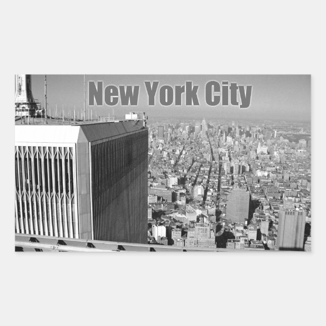 Pegatina Rectangular Torres gemelas World Trade Center NYC (Anverso)