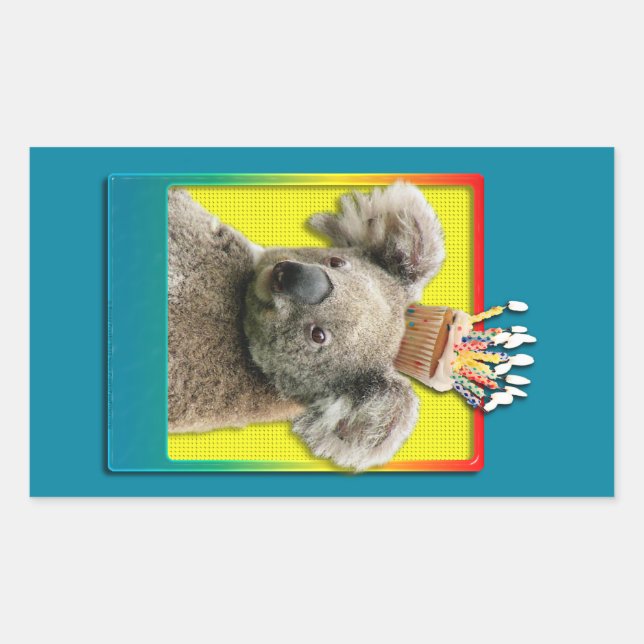 Pegatina Rectangular Torta de cumpleaños - Koala (Anverso)