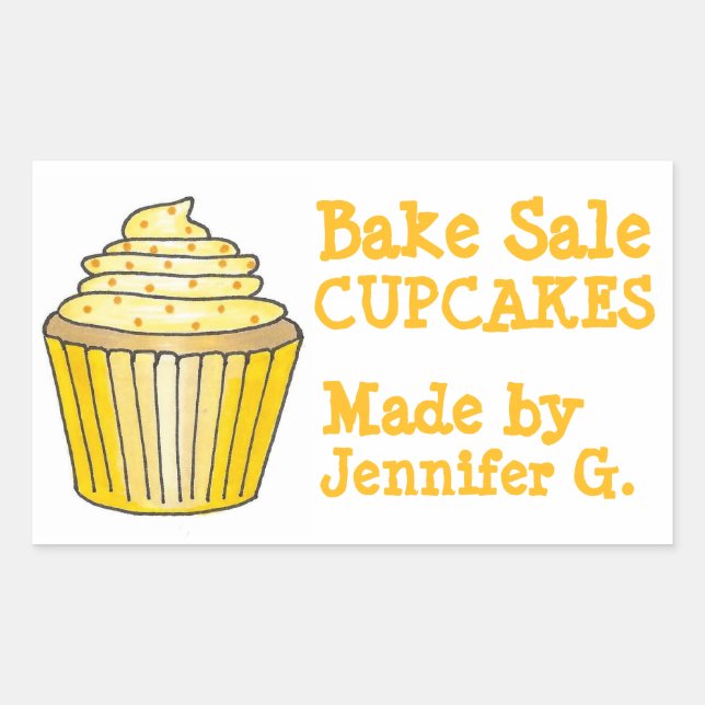 Pegatina Rectangular Tortas De Venta De Bake Personalizadas Horneadas P (Anverso)