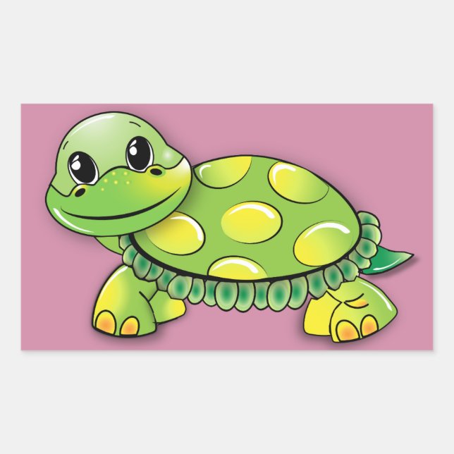 Pegatina Rectangular Tortuga (Anverso)