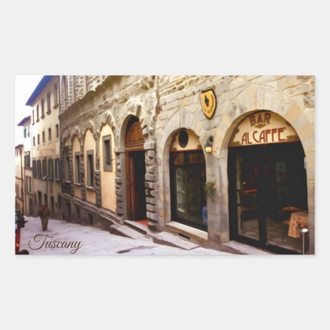 Pegatina Rectangular Toscana. Italia. Cortona. (Anverso)