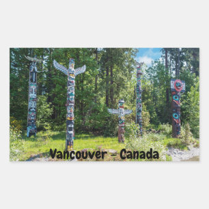Pegatina Rectangular Totems in Stanley Park, Vancouver Canadá